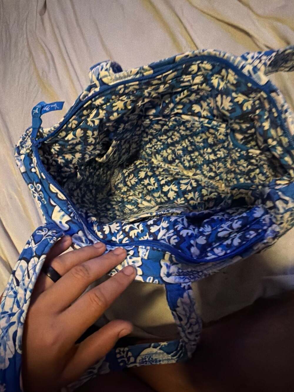 Vera Bradley Blue and White Floral Quilted Tote - Picture 3 of 4